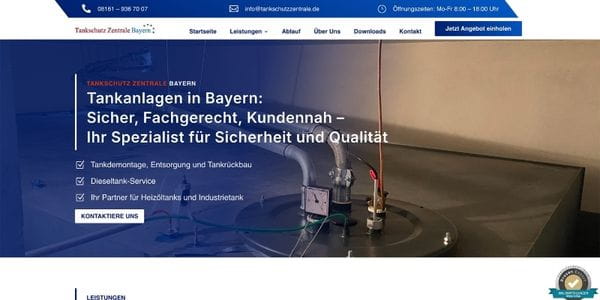 Website Tankschutz Zentrale Bayern – Industrie, Referenz von Website erstellen lassen – Mehr Kunden & Umsatz | MP-Webdesign