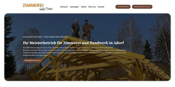 Website Zimmerei Holz Franz – Handwerk, Bau & Sanierung, Referenz von Website erstellen lassen – Mehr Kunden & Umsatz | MP-Webdesign