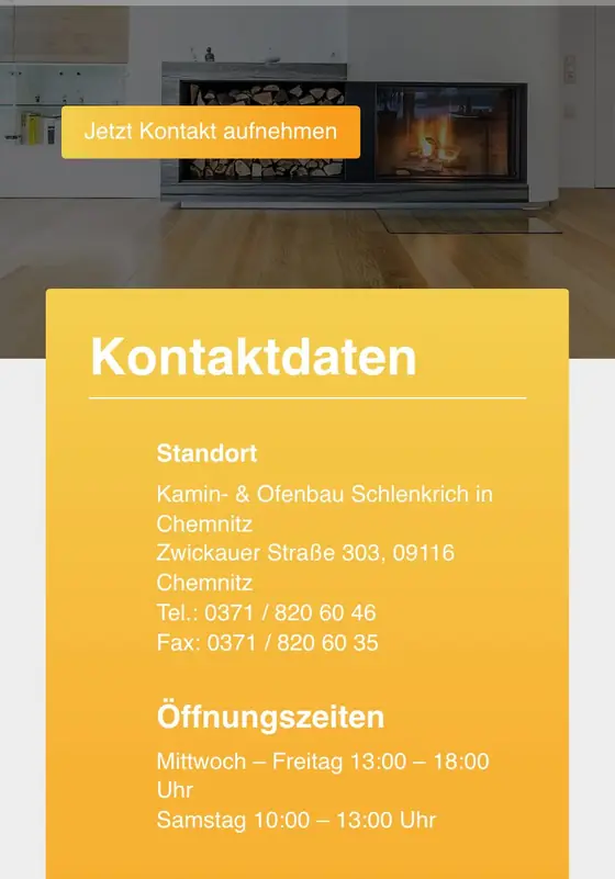 Handwerker-Website auf dem Handy mit Telefonnummer zum Antippen